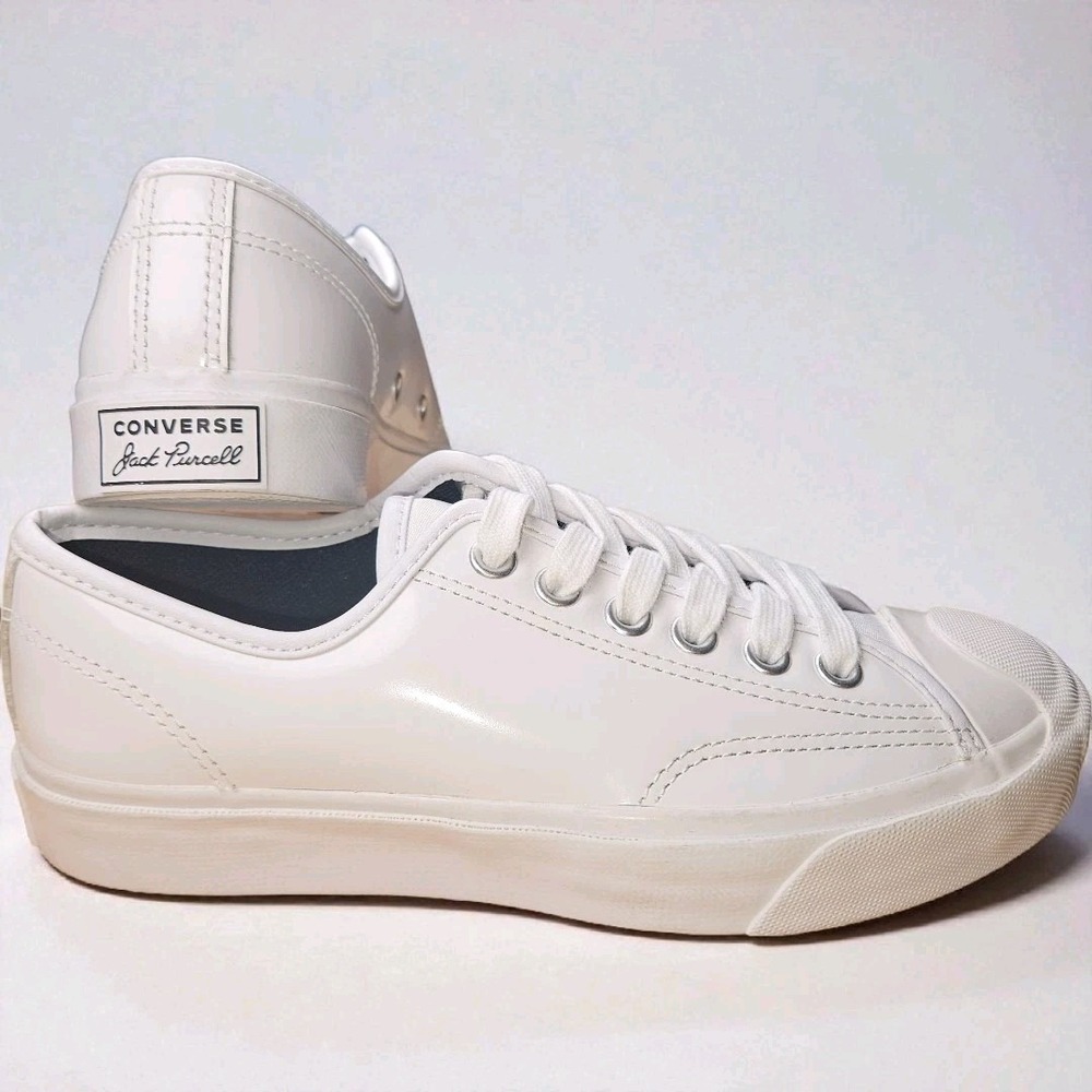 Converse Jack Purcell Leather Sneakers White Women Size 4.5 Lace Up Shoes